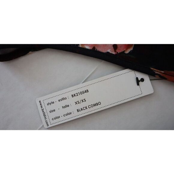 Belldini BK210548 Women Sz XS Black Combo Floral Print Reversible Halter Top $78 - Picture 4 of 13